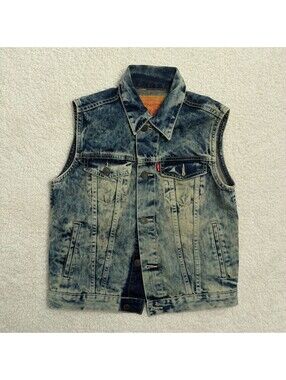 Levi's Kids Denim Vest Acid Wash Size M 10-12 Years Trucker Sleeveless Jacket